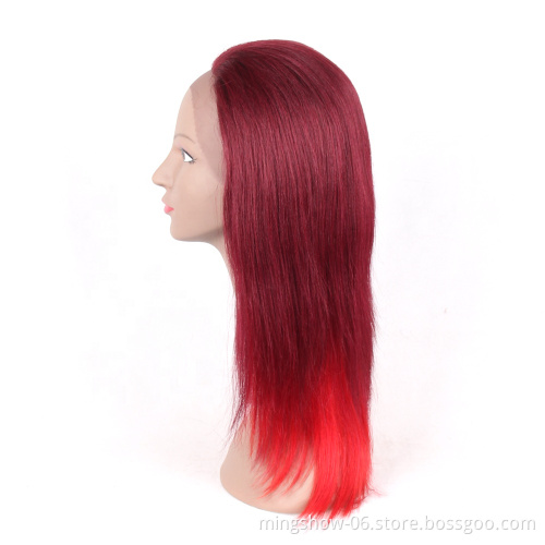 20" Lace front human hair wig, red lace front wig human hair